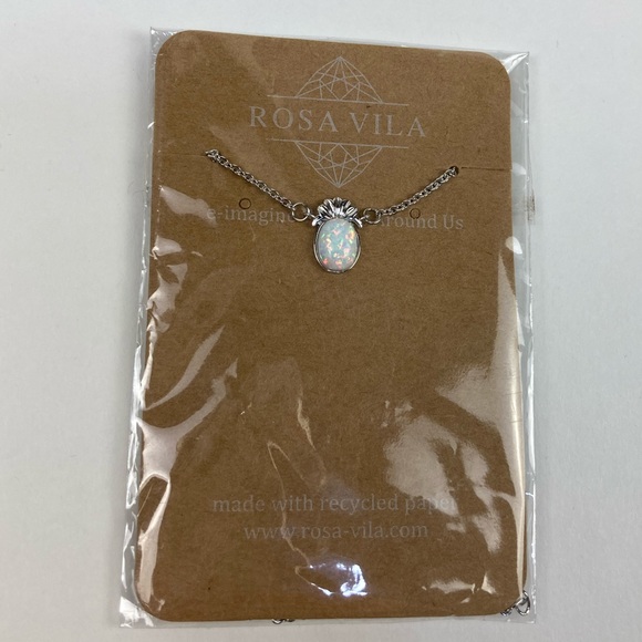 🆕 Pineapple Created Opal Dainty Necklace Silver Tone NWT - Picture 10 of 14